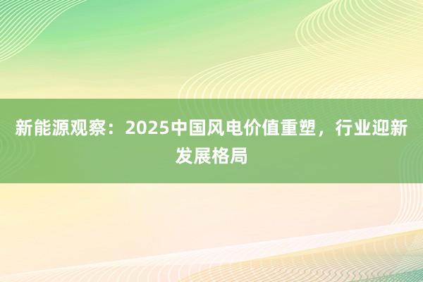 新能源观察：2025中国风电价值重塑，行业迎新发展格局
