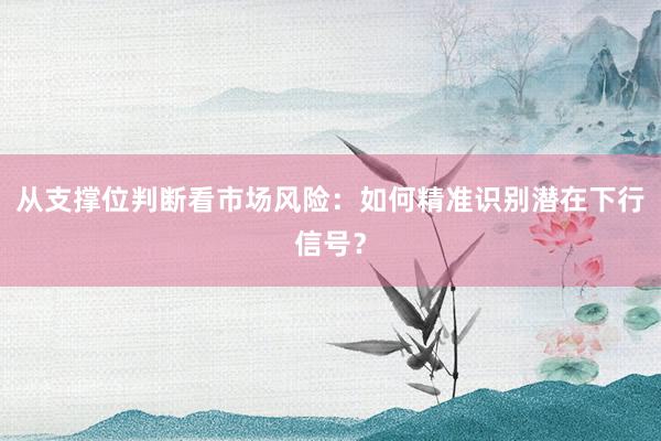 从支撑位判断看市场风险：如何精准识别潜在下行信号？