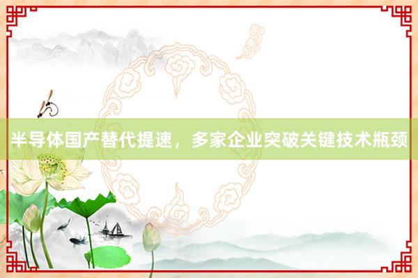 半导体国产替代提速，多家企业突破关键技术瓶颈