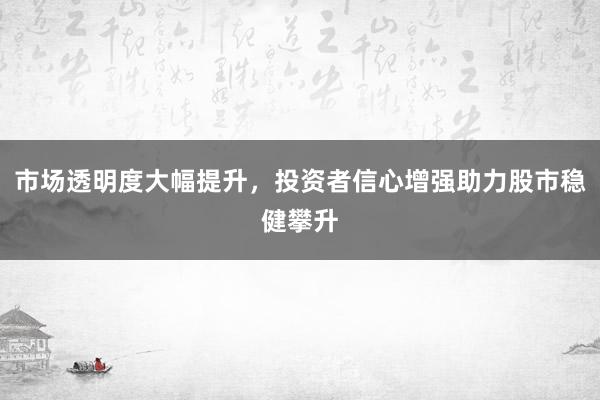 市场透明度大幅提升，投资者信心增强助力股市稳健攀升
