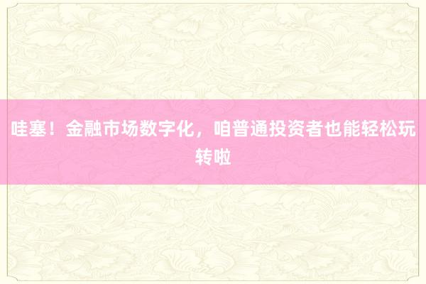 哇塞！金融市场数字化，咱普通投资者也能轻松玩转啦