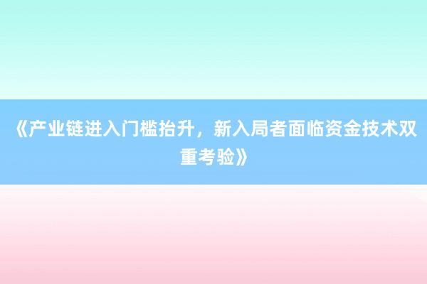 《产业链进入门槛抬升，新入局者面临资金技术双重考验》