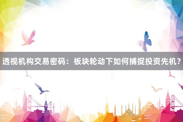 透视机构交易密码：板块轮动下如何捕捉投资先机？