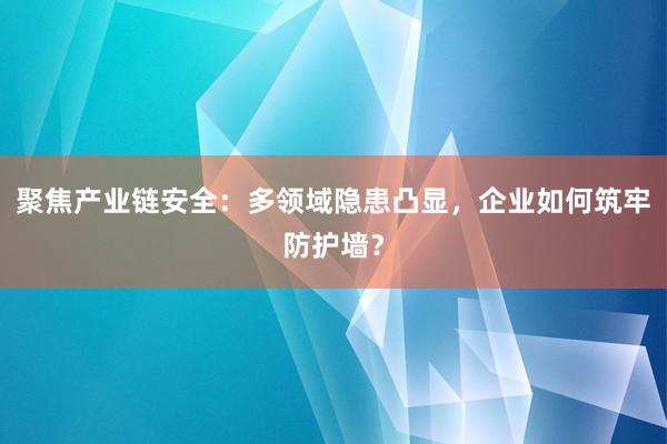 聚焦产业链安全：多领域隐患凸显，企业如何筑牢防护墙？