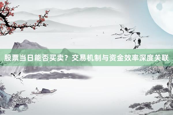 股票当日能否买卖？交易机制与资金效率深度关联