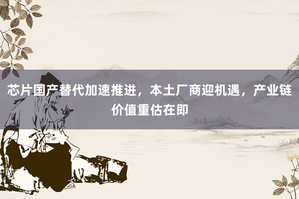 芯片国产替代加速推进，本土厂商迎机遇，产业链价值重估在即