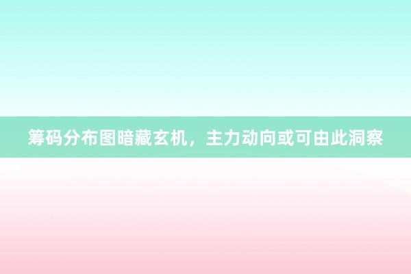 筹码分布图暗藏玄机，主力动向或可由此洞察