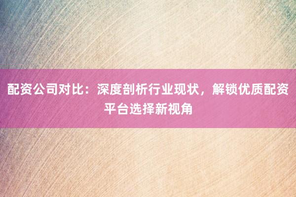 配资公司对比：深度剖析行业现状，解锁优质配资平台选择新视角